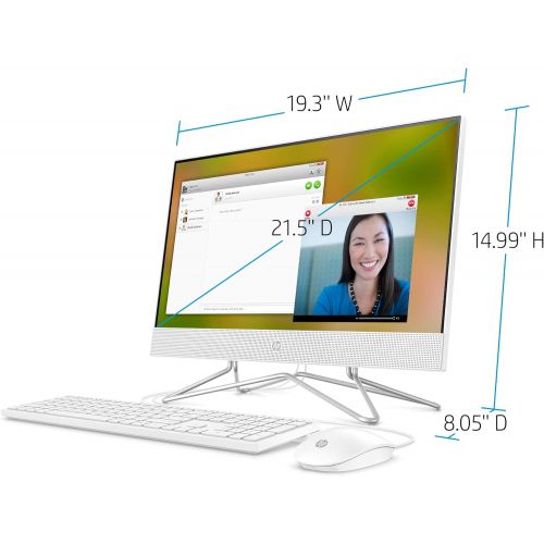 에이치피 HP 22-inch All-in-One Desktop Computer, AMD Athlon Silver 3050U Processor, 4 GB RAM, 256 GB SSD, Windows 10 Home (22-dd0010, White), Snow White