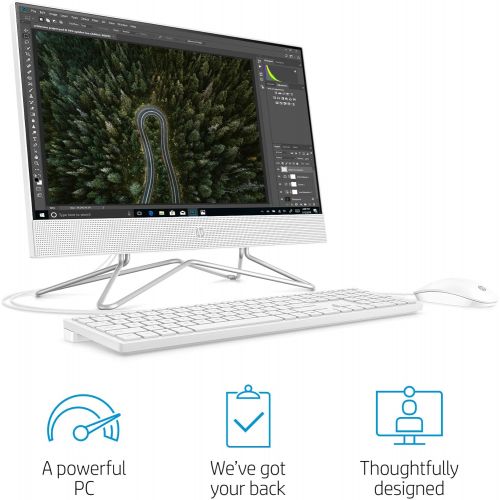 에이치피 HP 22-inch All-in-One Desktop Computer, AMD Athlon Silver 3050U Processor, 4 GB RAM, 256 GB SSD, Windows 10 Home (22-dd0010, White), Snow White