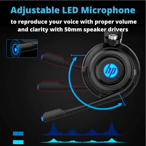 에이치피 HP Wired Stereo Gaming Headset with mic, for PS4, Xbox One, Nintendo Switch, PC, Mac, Laptop, Over Ear Headphones PS4 Headset Xbox One Headset and LED Light