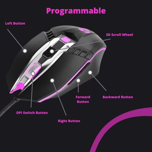 에이치피 HP RGB Wired Gaming Mouse, Adjustable DPI, Programmable Buttons with Breathing Light, Ergonomic Design USB Computer Mice