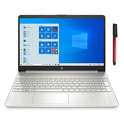 에이치피 HP 15 15.6 FHD Laptop Computer, AMD Ryzen 3 3250U up to 3.5GHz, 4GB DDR4 RAM, 128GB SSD, 802.11AC WiFi, Bluetooth 5.0, Webcam, Type-C, HDMI, Silver, Windows 10 S, BROAGE 64GB Flash