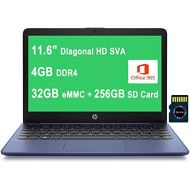 HP Stream 2021 Premium 11 Laptop I 11.6 Diagonal HD SVA Anti-Glare I Intel Celeron N4000 Processor I 4GB DDR4 32GB eMMC + 256GB SD Card I USB-C HDMI Microsoft 365 Win10 + 32GB Micr