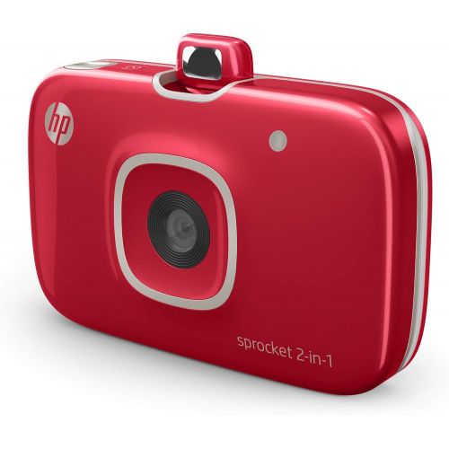 에이치피 HP Sprocket 2-in-1 Portable Photo Printer & Instant Camera Bundle with 8GB microSD Card and Zink Photo Paper ? Red (5MS97A)