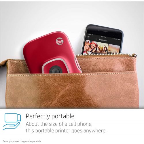 에이치피 HP Sprocket 2-in-1 Portable Photo Printer & Instant Camera Bundle with 8GB microSD Card and Zink Photo Paper ? Red (5MS97A)