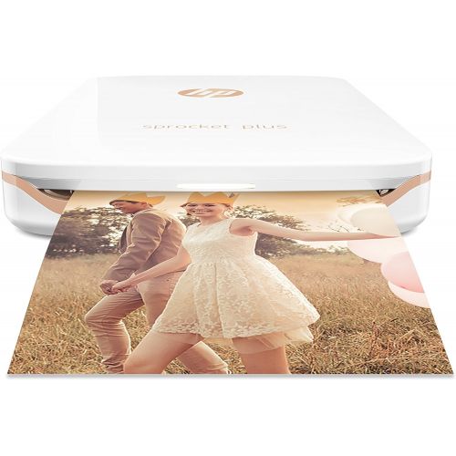 에이치피 HP Sprocket Plus Instant Photo Printer, Print 30% Larger Photos on 2.3x3.4 Sticky-Backed Paper ? White (2FR85A)