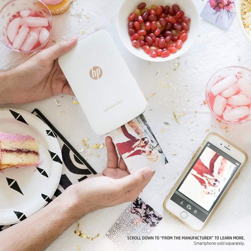 에이치피 HP Sprocket Plus Instant Photo Printer, Print 30% Larger Photos on 2.3x3.4 Sticky-Backed Paper ? White (2FR85A)