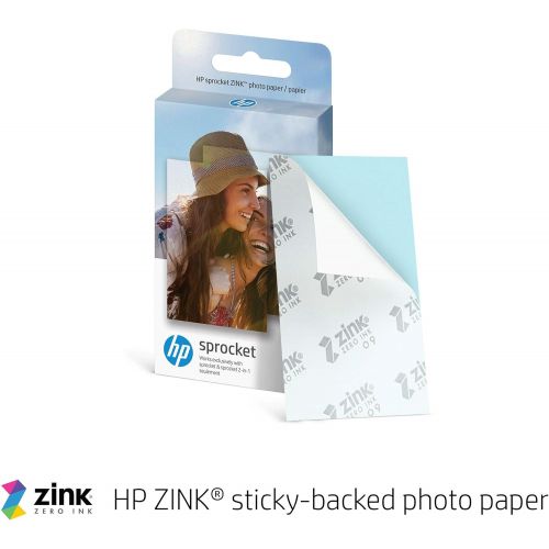 에이치피 HP Sprocket Portable Photo Printer 2nd Edition (Blush) & Sprocket Photo Paper, Sticky-Backed 20 sheets