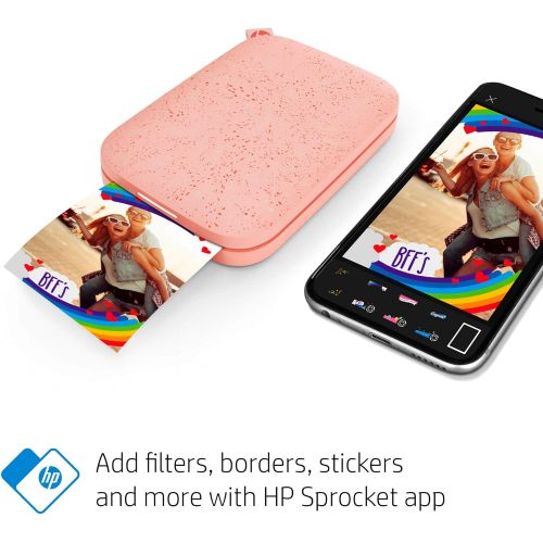에이치피 HP Sprocket Portable Photo Printer 2nd Edition (Blush) & Sprocket Photo Paper, Sticky-Backed 20 sheets