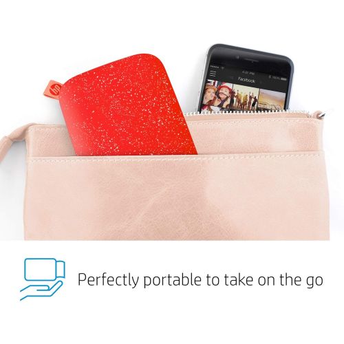 에이치피 HP Sprocket 200 Portable Photo Printer Instantly Print 2x3 Sticky-Backed Photos From Your Phone Cherry Tomato (1AS90A)