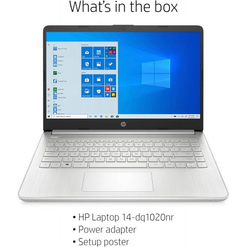 에이치피 HP 14-inch Laptop, Intel Core i3-1005G1, 4 GB RAM, 128 GB SSD Storage, Windows 10 Home in S Mode (14-dq1020nr, Natural Silver)