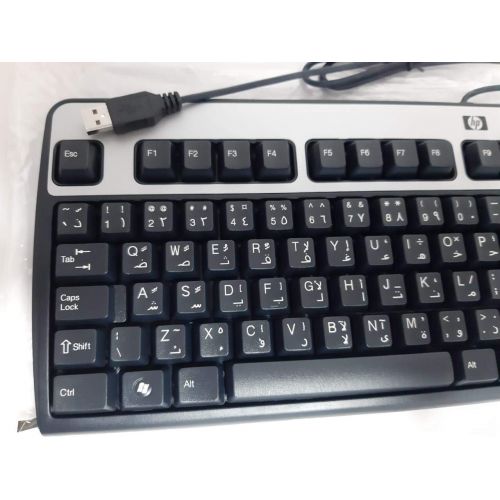 에이치피 HP KU-0316 USB Wired Keyboard 104 Keys Black and Silver Part# 434821-002
