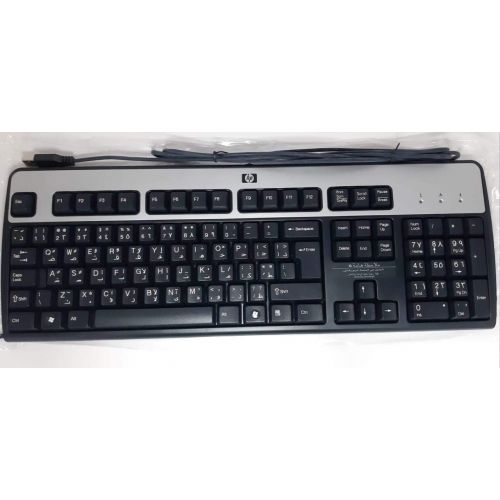 에이치피 HP KU-0316 USB Wired Keyboard 104 Keys Black and Silver Part# 434821-002