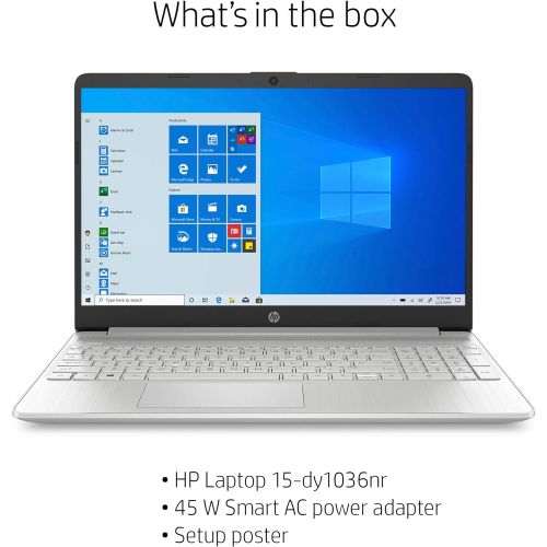 에이치피 HP 15-Inch FHD Laptop, 10th Gen Intel Core i5-1035G1, 8 GB RAM, 256 GB Solid-State Drive, Windows 10 Home (15-dy1036nr, Natural Silver)