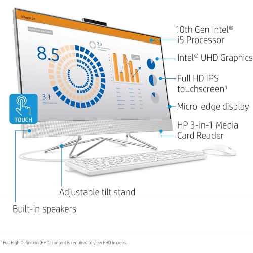 에이치피 [아마존베스트]HP 27-inch Touchscreen All-in-One Desktop Computer, 10th Gen Intel Core i5-1035G1 Processor,12 GB RAM, 512 GB SSD, Windows 10 Home (27-dp0170, Silver)