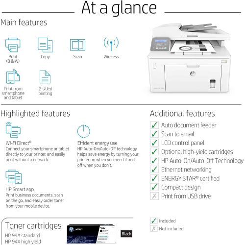 에이치피 [아마존베스트]HP Laserjet Pro M148dw All-in-One Wireless Monochrome Laser Printer, Mobile & Auto Two-Sided Printing, Works with Alexa (4PA41A)