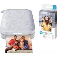 [아마존베스트]HP Sprocket Portable Photo Printer (2nd Edition)  Instantly print 2x3 sticky-backed photos from your phone  [Luna Pearl] [1AS85A] and Sprocket Photo Paper, 50 Sheets