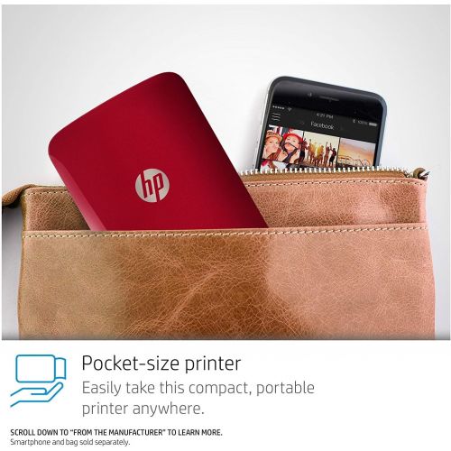 에이치피 [아마존베스트]HP Sprocket Plus Instant Photo Printer (Red) Prints on 2.3x3.4” Zink Sticky Back Pictures Straight from Smartphone & Social Media.