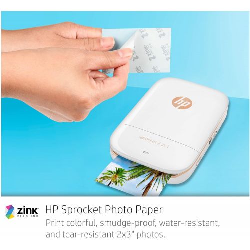 에이치피 [아마존베스트]HP Sprocket 2-in-1 Portable Photo Printer & Instant Camera Bundle with 8GB MicroSD Card and ZINK Photo Paper  White (5MS95A)