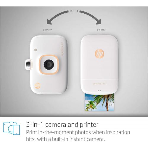 에이치피 [아마존베스트]HP Sprocket 2-in-1 Portable Photo Printer & Instant Camera Bundle with 8GB MicroSD Card and ZINK Photo Paper  White (5MS95A)