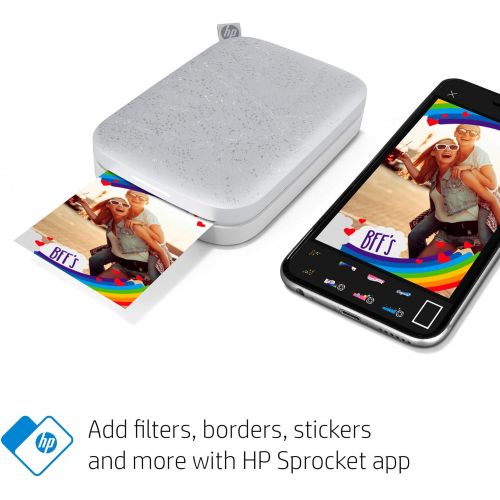 에이치피 [아마존베스트]HP Sprocket Portable Photo Printer 2nd Edition (Luna Pearl) & Sprocket Photo Paper, Sticky-Backed 20 sheets