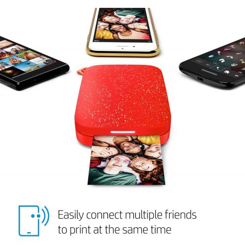 에이치피 [아마존베스트]HP Sprocket 200 Portable Photo Printer | Instantly Print 2x3 Sticky-Backed Photos From Your Phone | Cherry Tomato (1AS90A)
