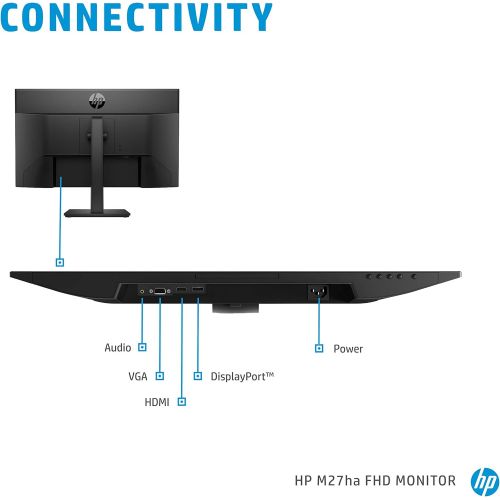 에이치피 [아마존베스트]HP M27ha FHD Monitor - Full HD Monitor (1920 x 1080p) - IPS Panel and Built-in Audio - VESA Compatible 27-inch Monitor Designed for Comfortable Viewing with Height and Pivot Adjust