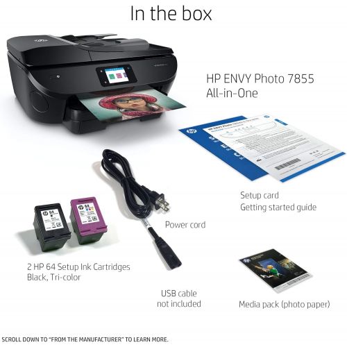 에이치피 [아마존베스트]HP ENVY Photo 7855 All in One Photo Printer with Wireless Printing, HP Instant Ink ready, Works with Alexa (K7R96A)