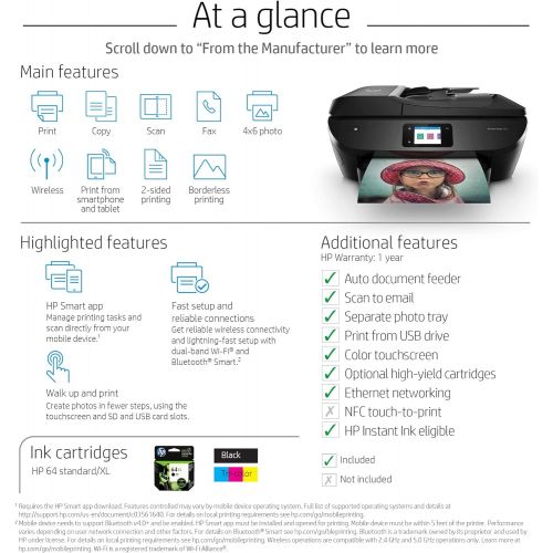 에이치피 [아마존베스트]HP ENVY Photo 7855 All in One Photo Printer with Wireless Printing, HP Instant Ink ready, Works with Alexa (K7R96A)