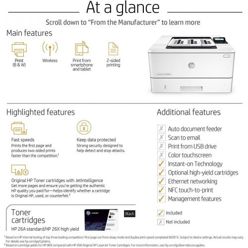 에이치피 [아마존베스트]HP LaserJet Pro M402dn Laser Printer with Built-in Ethernet & Double-Sided Printing, Amazon Dash replenishment ready (C5F94A), A4