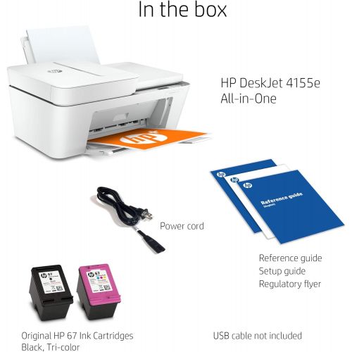 에이치피 HP DeskJet 4155e All-in-One Wireless Color Printer, with bonus 6 months free Instant Ink with HP+ (26Q90A) , White