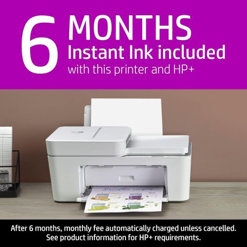 에이치피 HP DeskJet 4155e All-in-One Wireless Color Printer, with bonus 6 months free Instant Ink with HP+ (26Q90A) , White