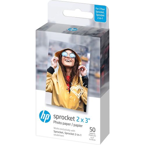 에이치피 HP Sprocket Portable Photo Printer (2nd Edition) ? Instantly print 2x3 sticky-backed photos from your phone ? [Luna Pearl] [1AS85A] and Sprocket Photo Paper, 50 Sheets