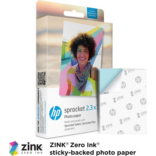 에이치피 HP Sprocket 2.3 x 3.4 Premium Zink Sticky Back Photo Paper (20 Sheets) Compatible with HP Sprocket Select and Plus Printers.
