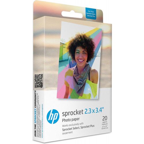 에이치피 HP Sprocket 2.3 x 3.4 Premium Zink Sticky Back Photo Paper (20 Sheets) Compatible with HP Sprocket Select and Plus Printers.