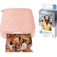 HP Sprocket Portable Photo Printer (2nd Edition) ? Instantly print 2x3 sticky-backed photos from your phone ? [Blush] [1AS89A] and Sprocket Photo Paper, 50 Sheets