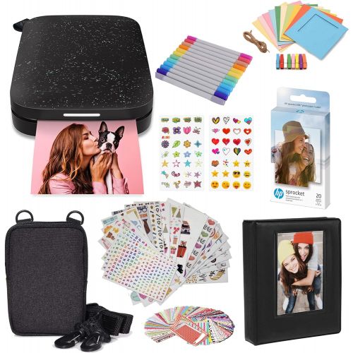 에이치피 HP Sprocket Portable 2x3 Instant Photo Printer (Black Noir) Starter Bundle