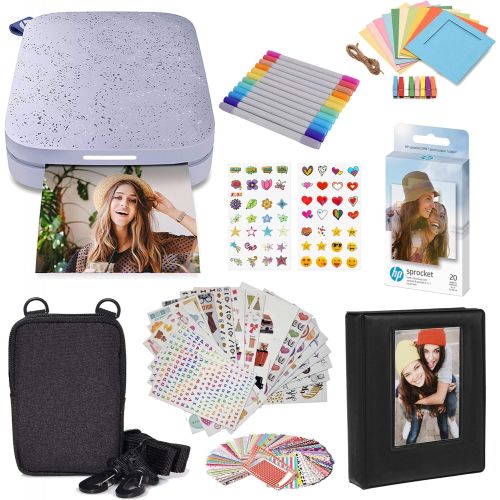 에이치피 HP Sprocket Portable 2x3 Instant Photo Printer (Lilac) Starter Bundle