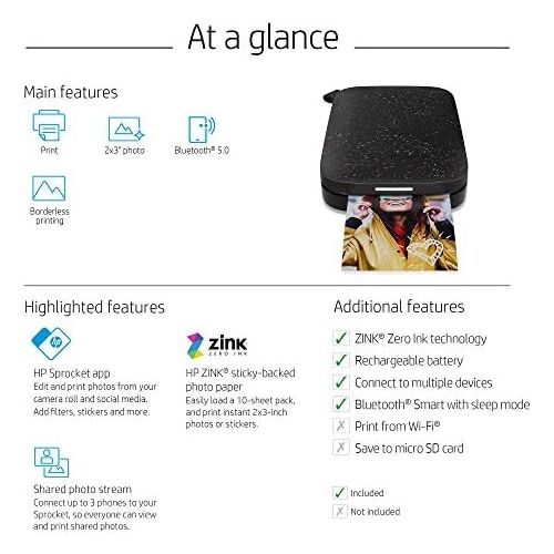 에이치피 [아마존베스트]HP Sprocket Portable Instant Photo Printer, 5 x 7.6 cm