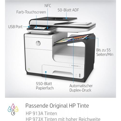 에이치피 [아마존베스트]HP PageWide Pro 477dw (D3Q20B) Multifunktionsdrucker (A4, Drucker, Scanner, Kopierer, Duplex, Fax, WLAN, LAN, Airprint, Cloud Print, USB, 2400 x 1200 dpi) weiss