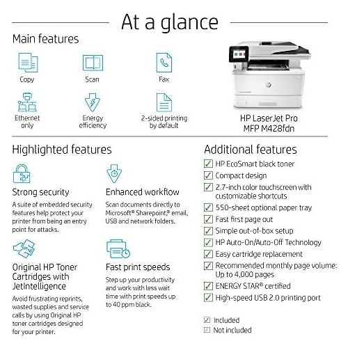 에이치피 [아마존베스트]HP LaserJet Pro Laser Printer (Printer, LAN, AirPrint) White