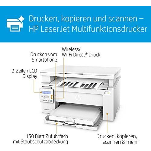 에이치피 [아마존베스트]HP LaserJet Pro M130nw Laser Printer Multifunction Device (Black and White Printer, Scanner, Copier, WLAN, LAN, Airprint) White