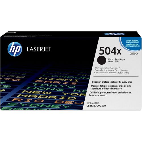 에이치피 HP 504X (CE250X) Black High Yield Original Toner Cartridge for HP Color LaserJet CP3525 CM3530