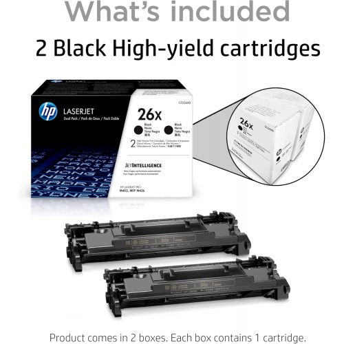 에이치피 HP 26X (CF226X) Black Toner Cartridge High Yield, 2 Toner Cartridges (CF226XD) for HP Color LaserJet M506 M501 M527