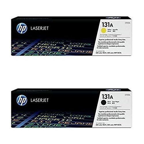 에이치피 HP 131A (CF212A) Yellow Original LaserJet Toner Cartridge and HP 131A (CF210A) Black Original LaserJet Toner Cartridge Bundle