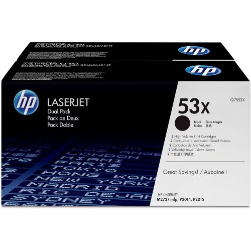 에이치피 HP 53X (Q7553XD) Black High Yield Original LaserJet Toner Cartridges, 2 pack DISCONTINUED BY MANUFACTURER