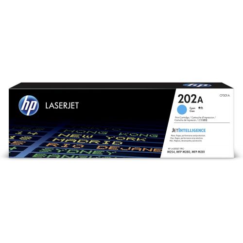 에이치피 HP 202A (CF501A) Cyan Original Toner Cartridge for HP Laserjet Pro M254 M281cdw M281dw