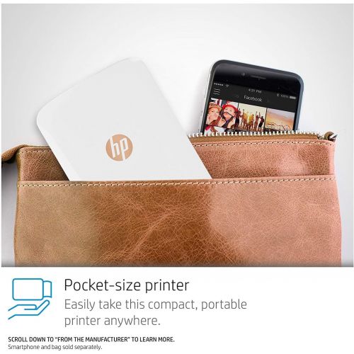 에이치피 HP Sprocket Plus Instant Photo Printer, Print 30% Larger Photos on 2.3x3.4 Sticky-Backed Paper  White (2FR85A)