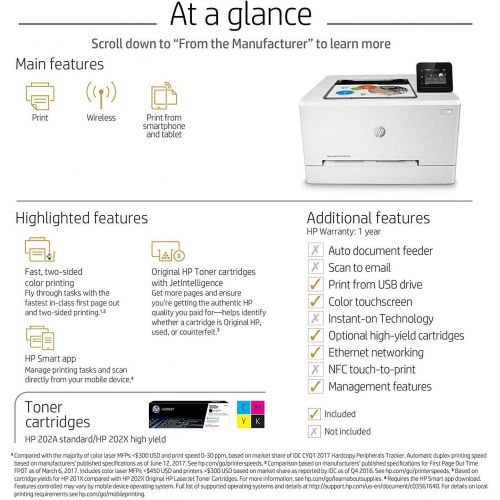 에이치피 HP Laserjet Pro M254dw Wireless Color Laser Printer, Amazon Dash Replenishment Ready (T6B60A)