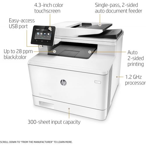 에이치피 HP Laserjet Pro M477fdn Multifunction Color Laser Printer with Built-in Ethernet & Duplex Printing, Amazon Dash Replenishment Ready (CF378A)