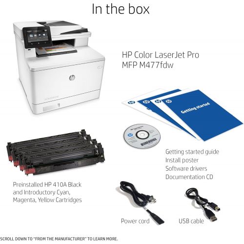 에이치피 HP Laserjet Pro M477fdn Multifunction Color Laser Printer with Built-in Ethernet & Duplex Printing, Amazon Dash Replenishment Ready (CF378A)